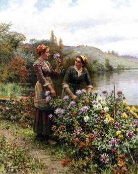 Daniel Ridgway Knight : Peasant Girls in Flower Garden